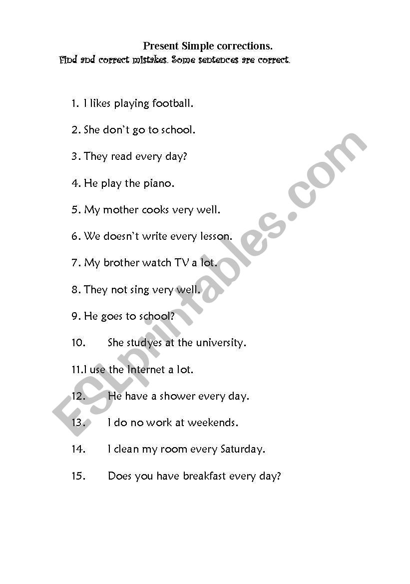 Present Simple worksheet