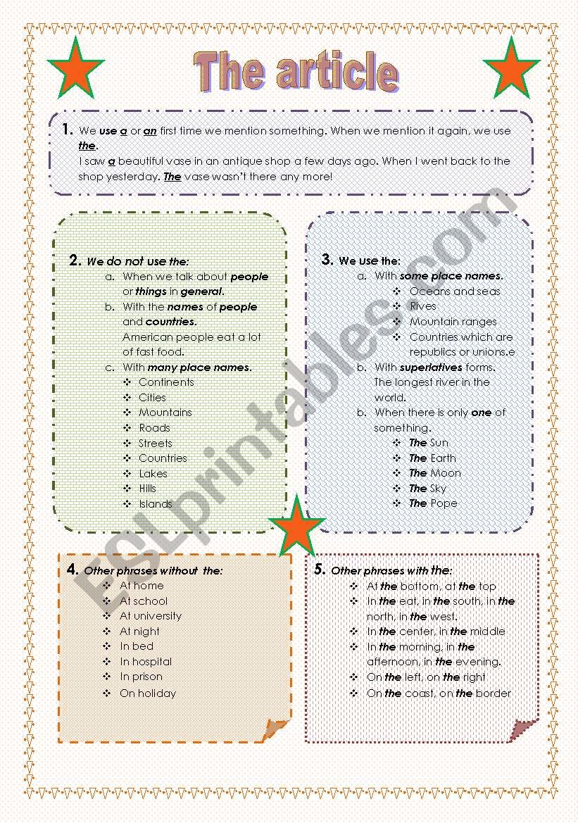 The article worksheet