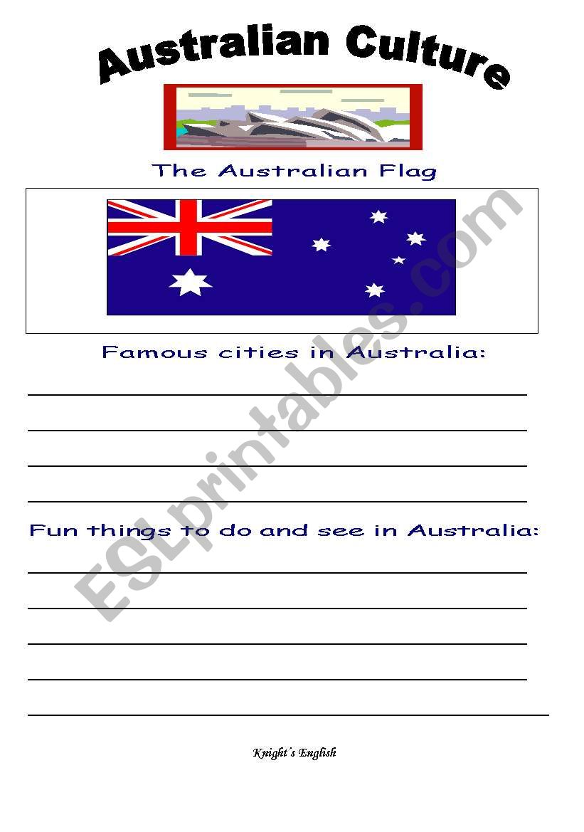 Australian Culture worksheet