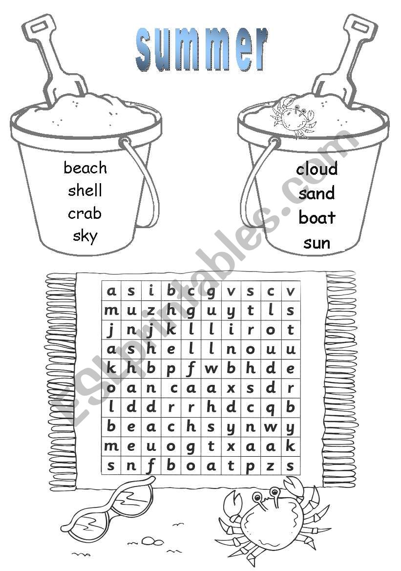 Summer words worksheet