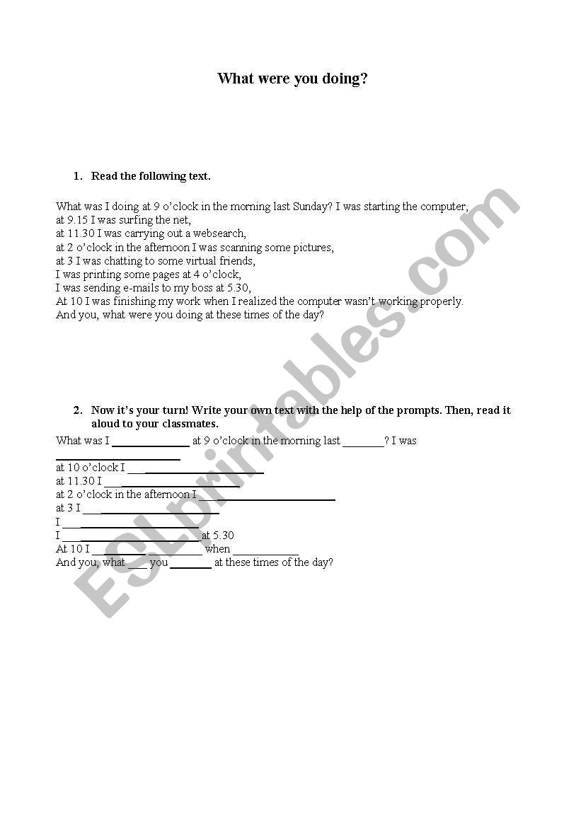 What were you doing? worksheet