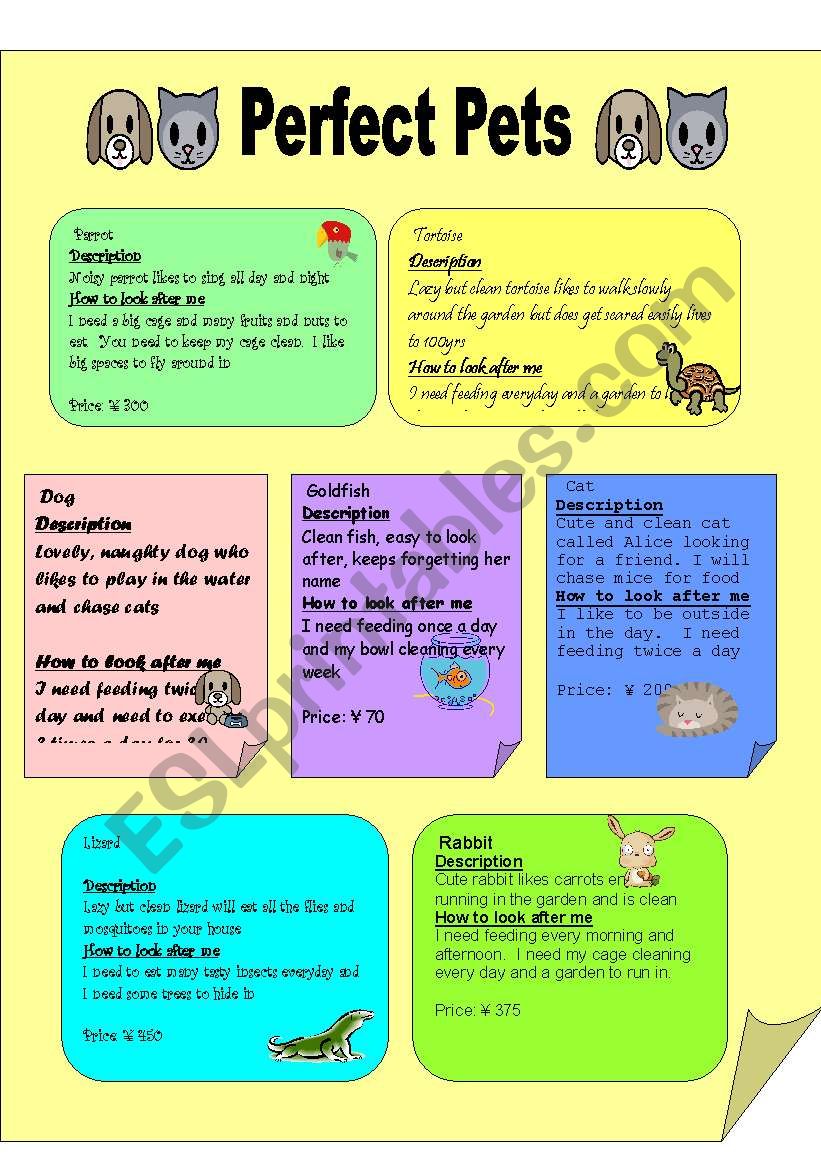 perfect pets2-1 worksheet