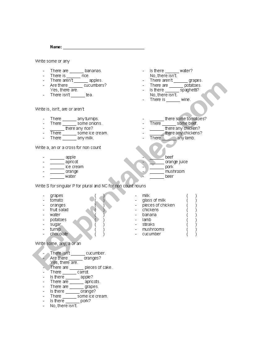 Some/any worksheet