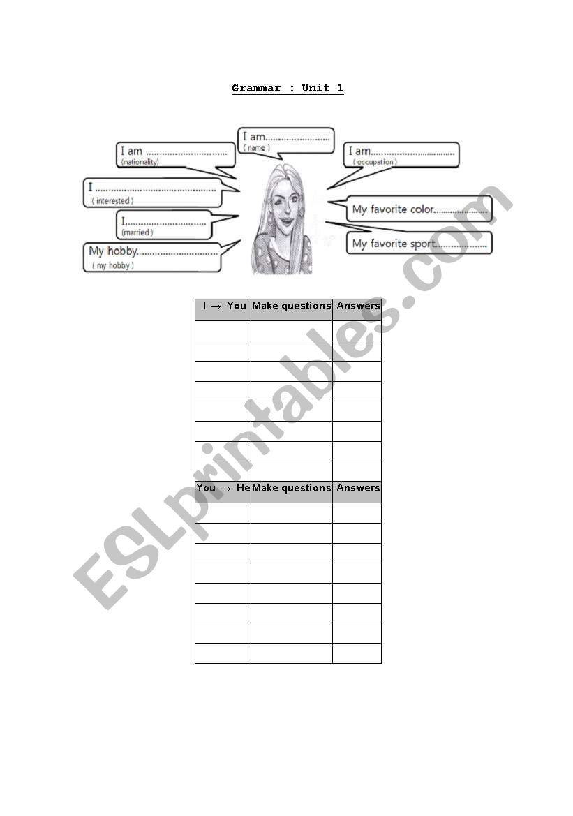 Introduce yourself worksheet