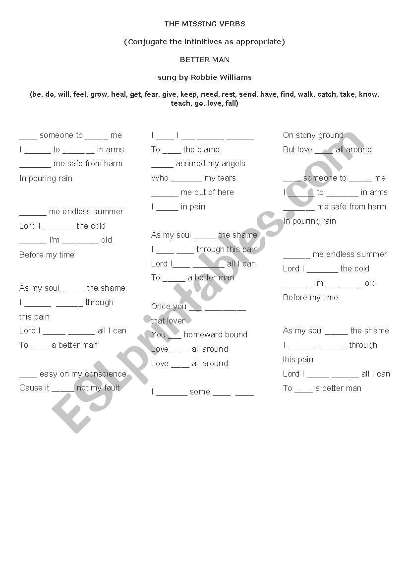 Lets sing - A song activity worksheet