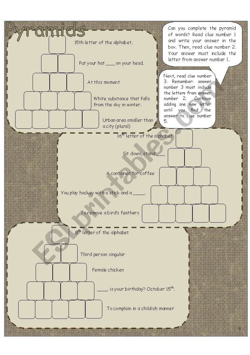 Pyramids 3 worksheet