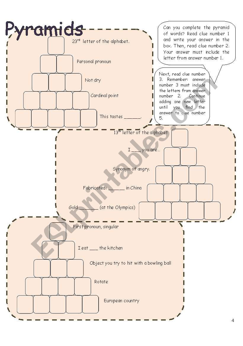 Pyramids 4 worksheet