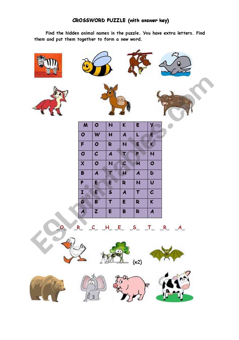 Puzzle of Animals worksheet