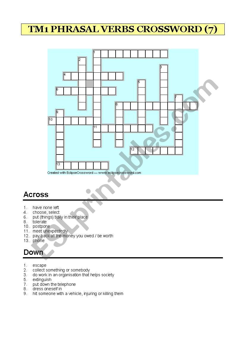 1bat Phrasal Verbs Crossword 7