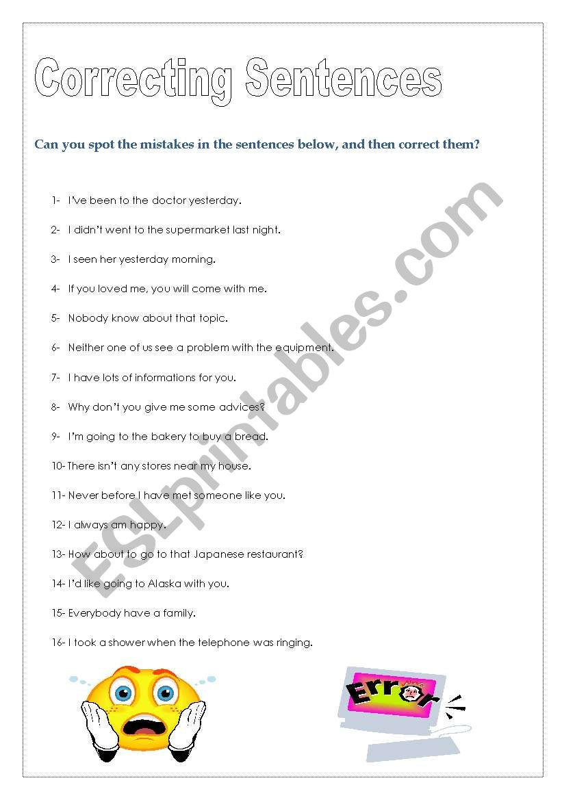 Mistakes!!!!!! worksheet