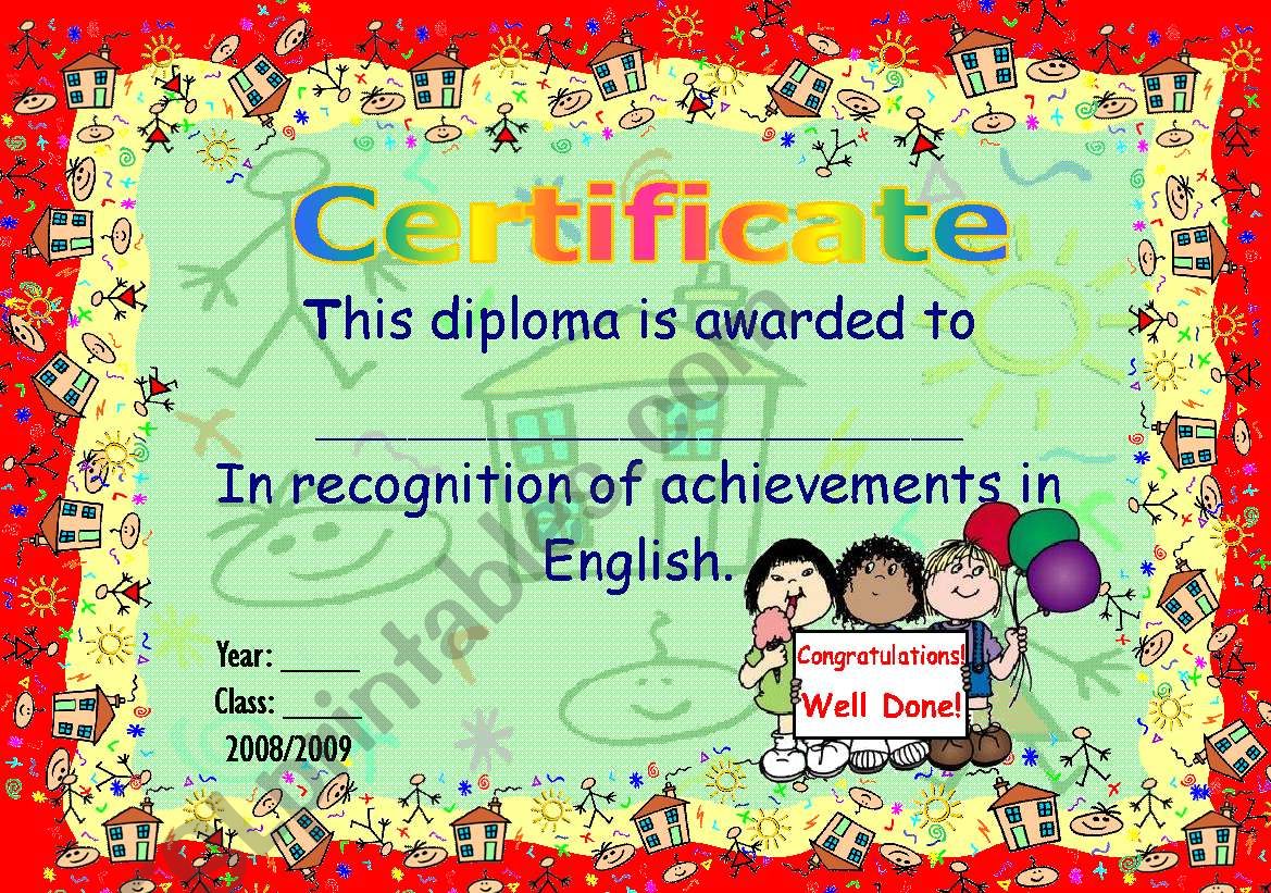 Certificate worksheet