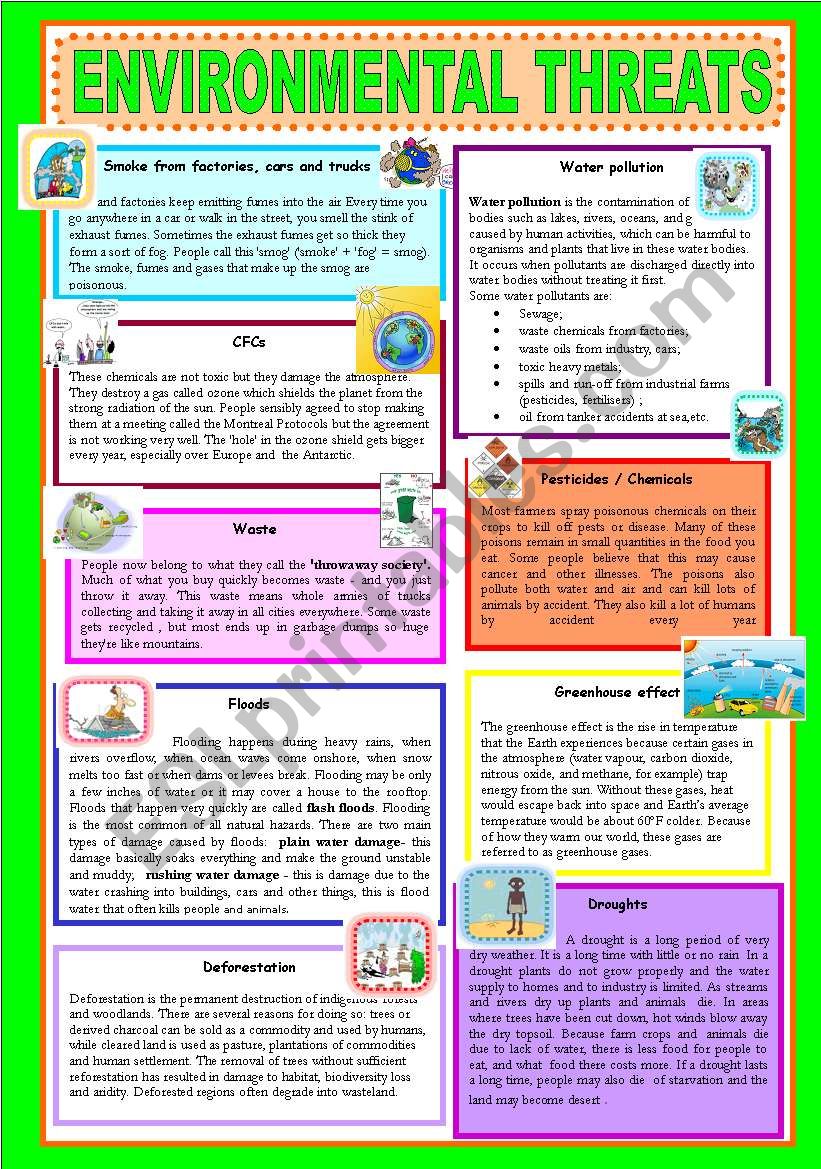 ENVIRONMENTAL THREATS worksheet