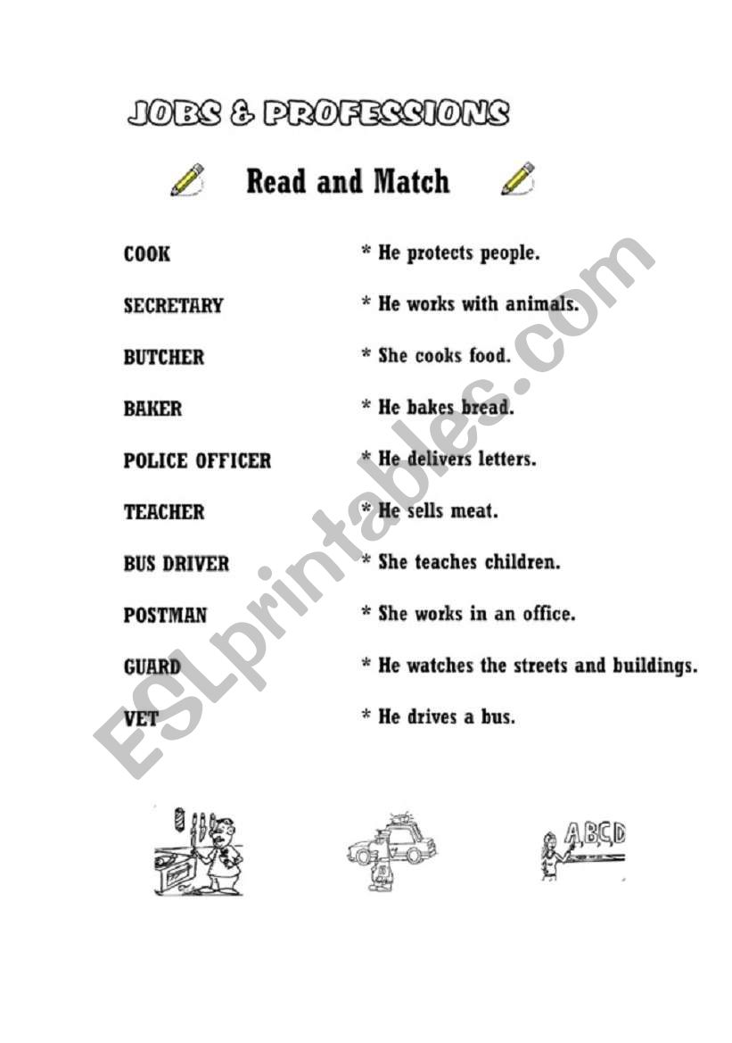 Jobs and Professions worksheet