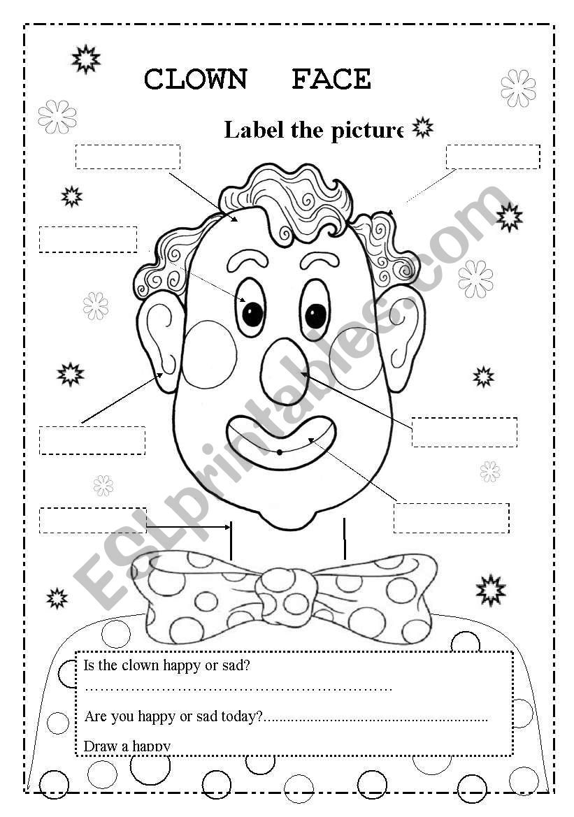clown face worksheet