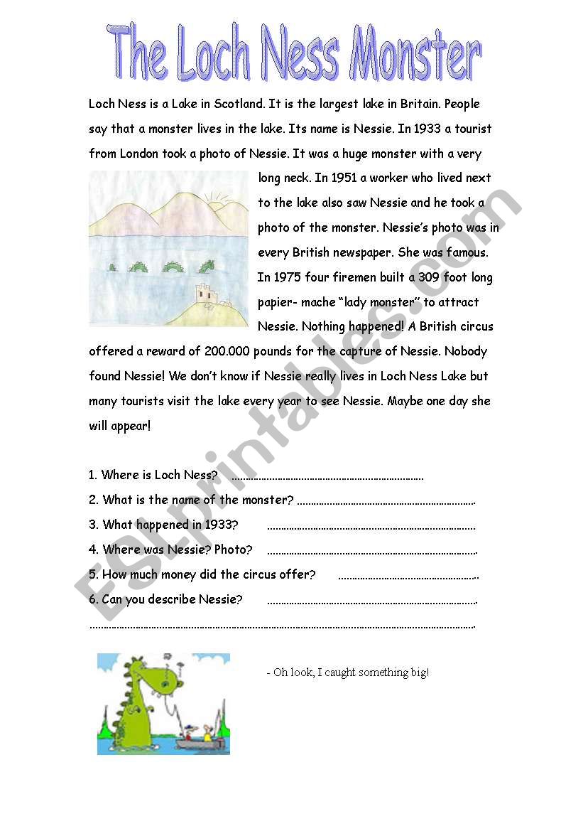 Loch Ness worksheet