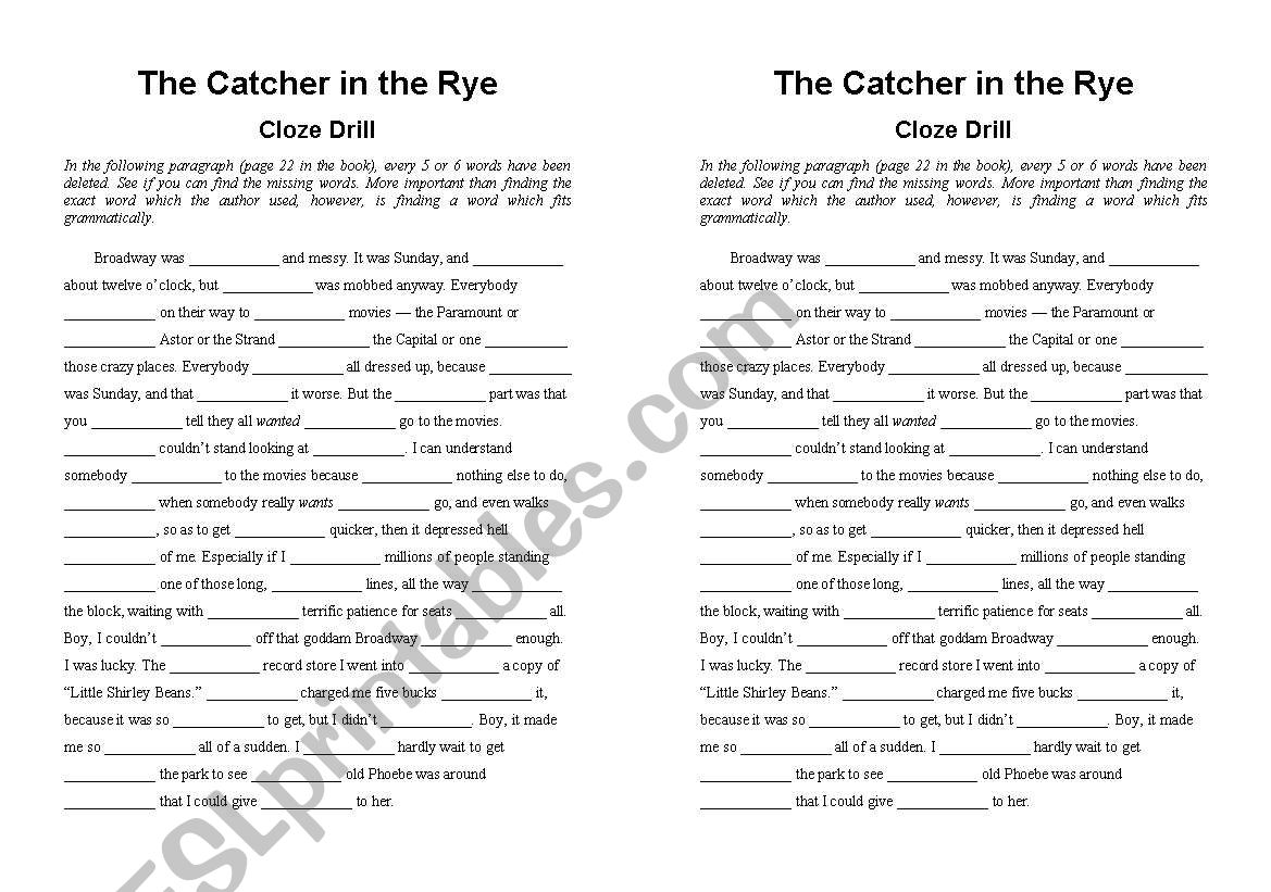 Catcher in the Rye - Cloze Drill