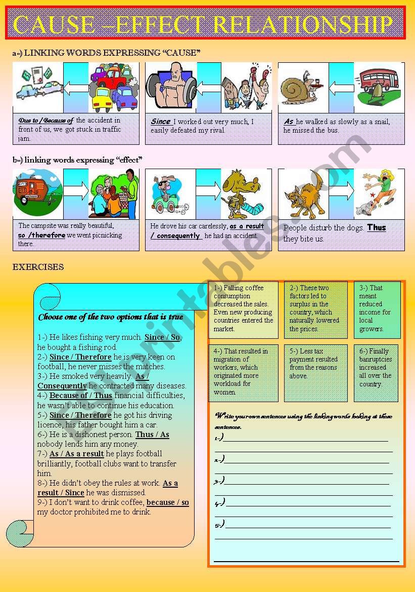 Cause-effect relationship worksheet