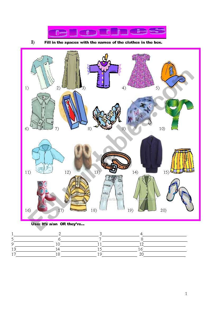 Clothes and seasons worksheet