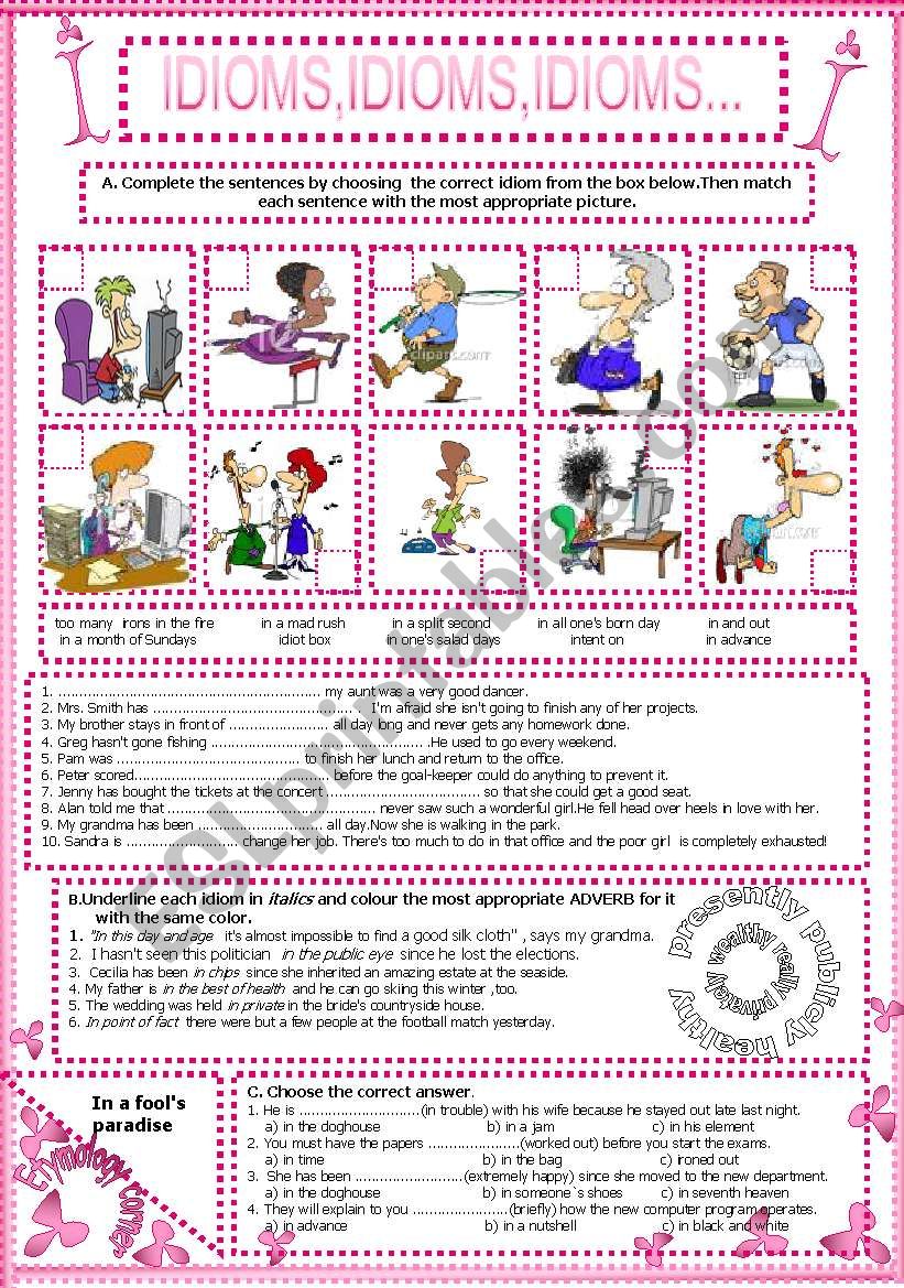 IDIOMS,IDIOMS,IDIOMS...(9) worksheet