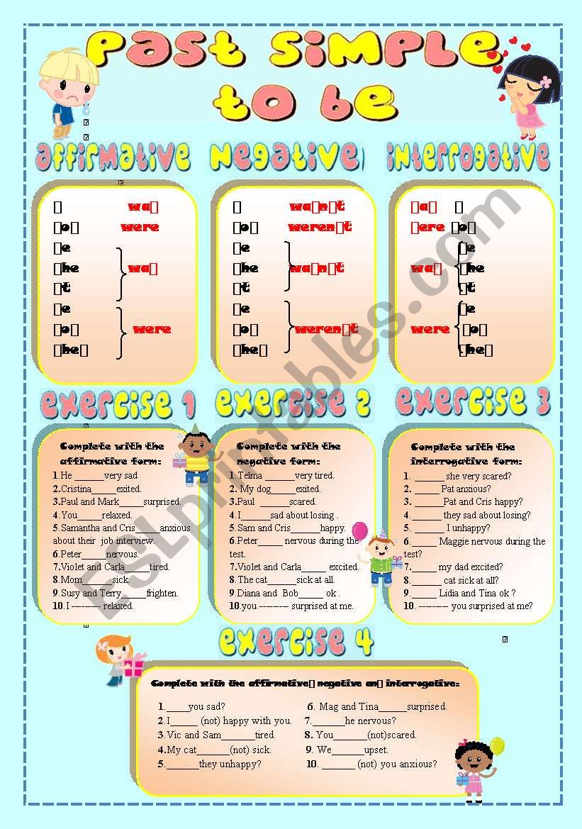 Past Simple- To Be (feelings) worksheet