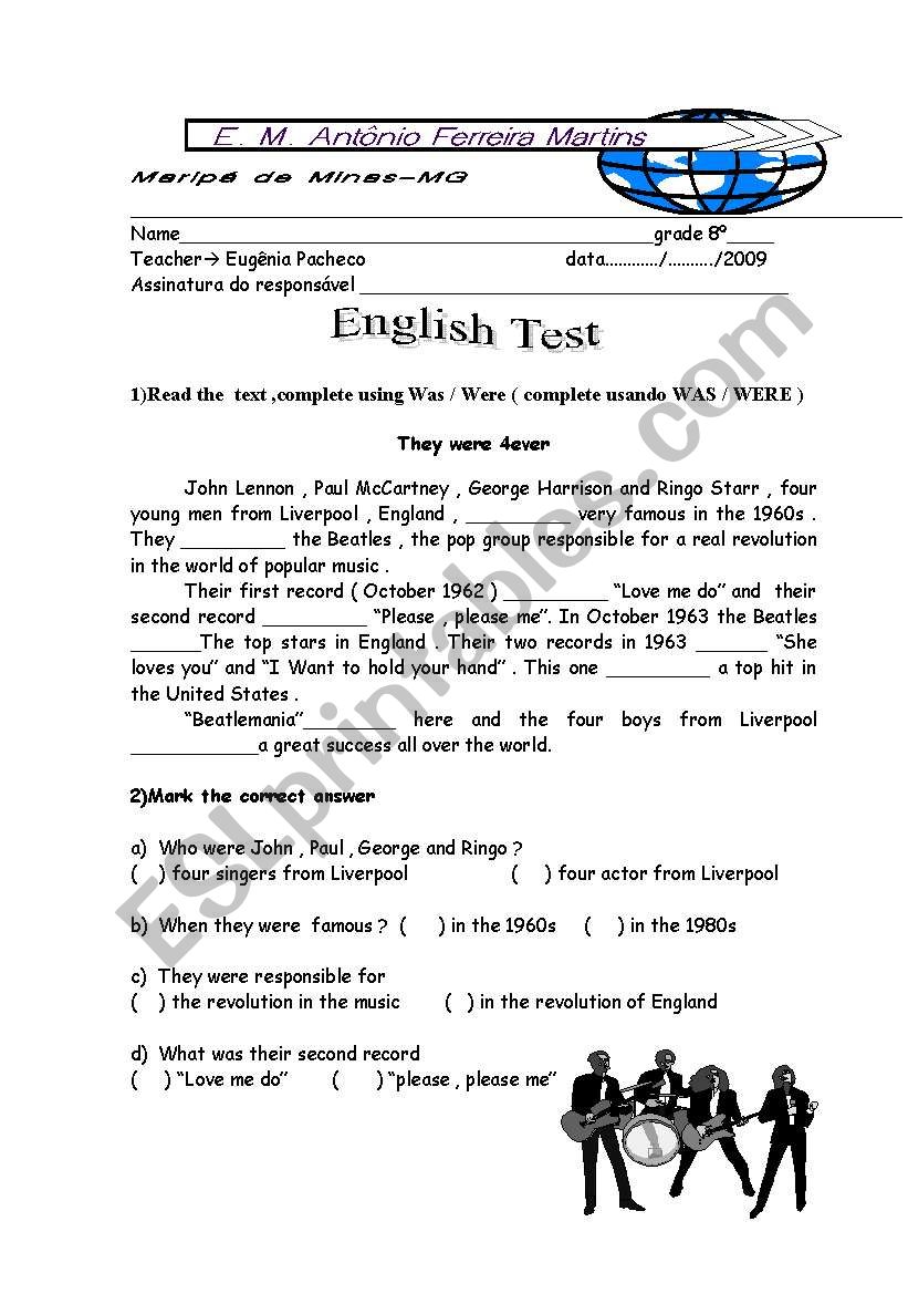 english test  worksheet