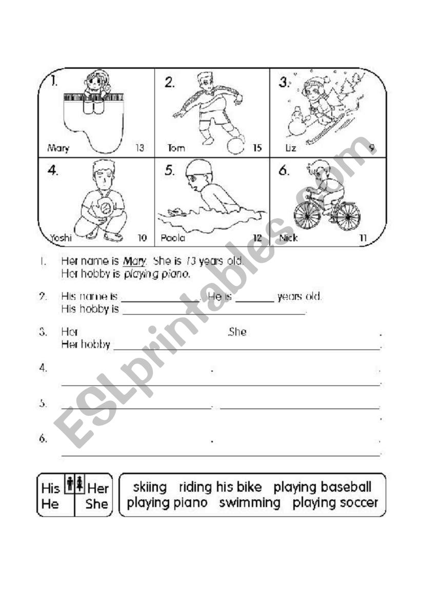 hobbies worksheets worksheet