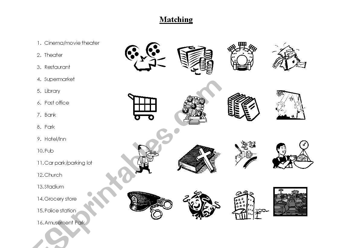 Matching Places worksheet