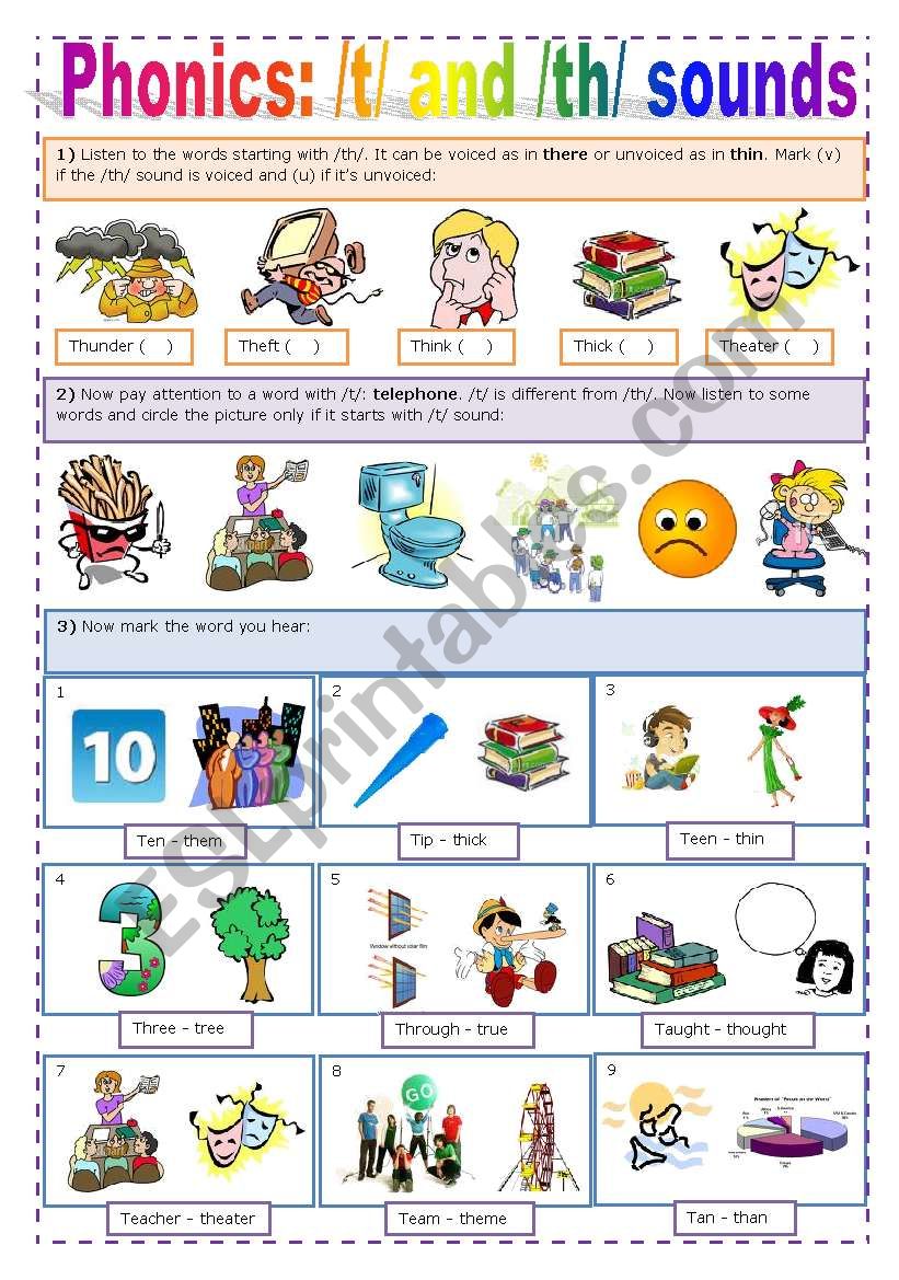 PHONICS - /T/ + /TH/ worksheet