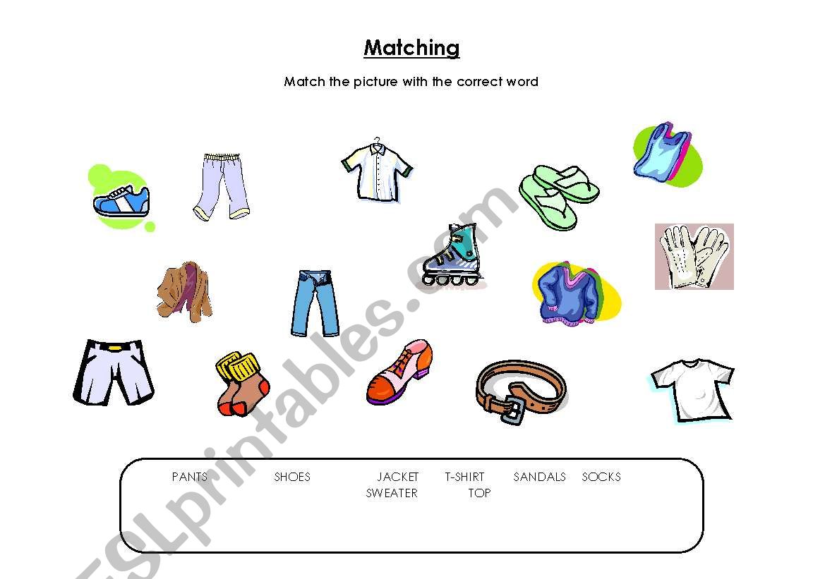 Matching Clothes worksheet