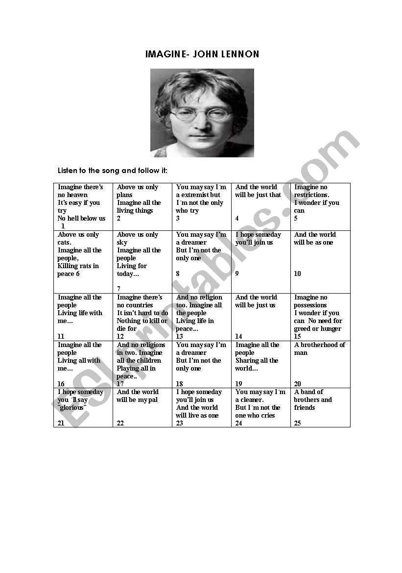 Listening with John Lennon worksheet