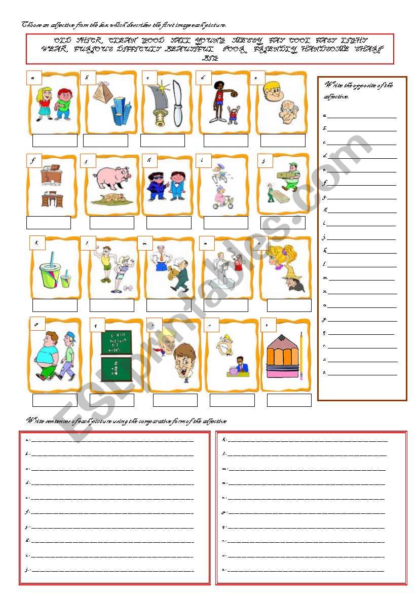 ADJECTIVES AND COMPARATIVES worksheet