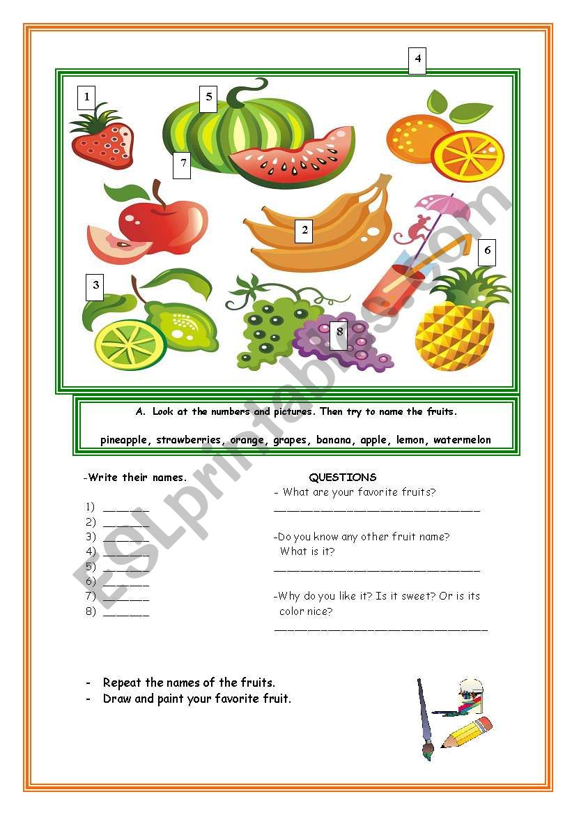 FRUITS worksheet