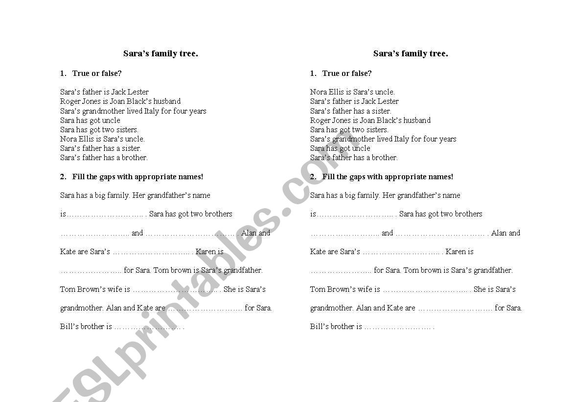 family tree worksheet