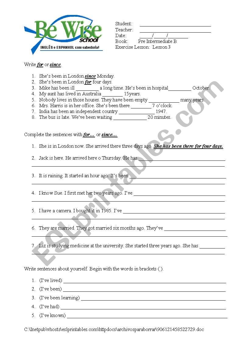 Present Perfect practice worksheet