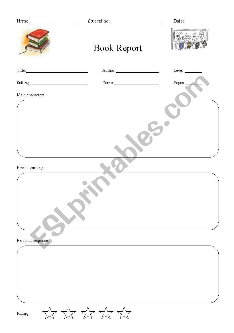 Book report standard worksheet