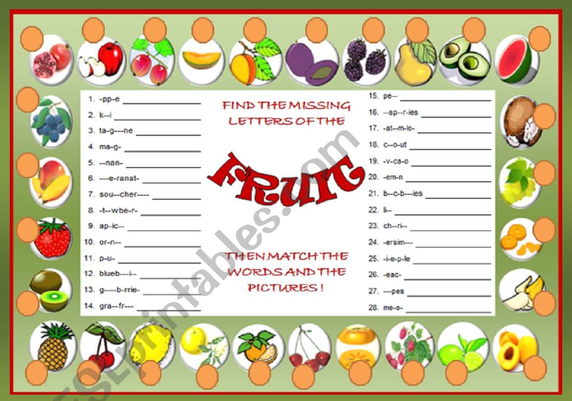 FRUIT worksheet