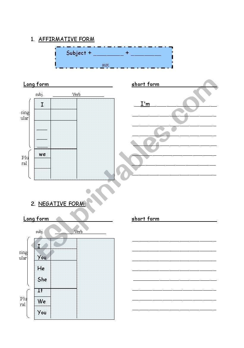present continuous grammar to fill by students