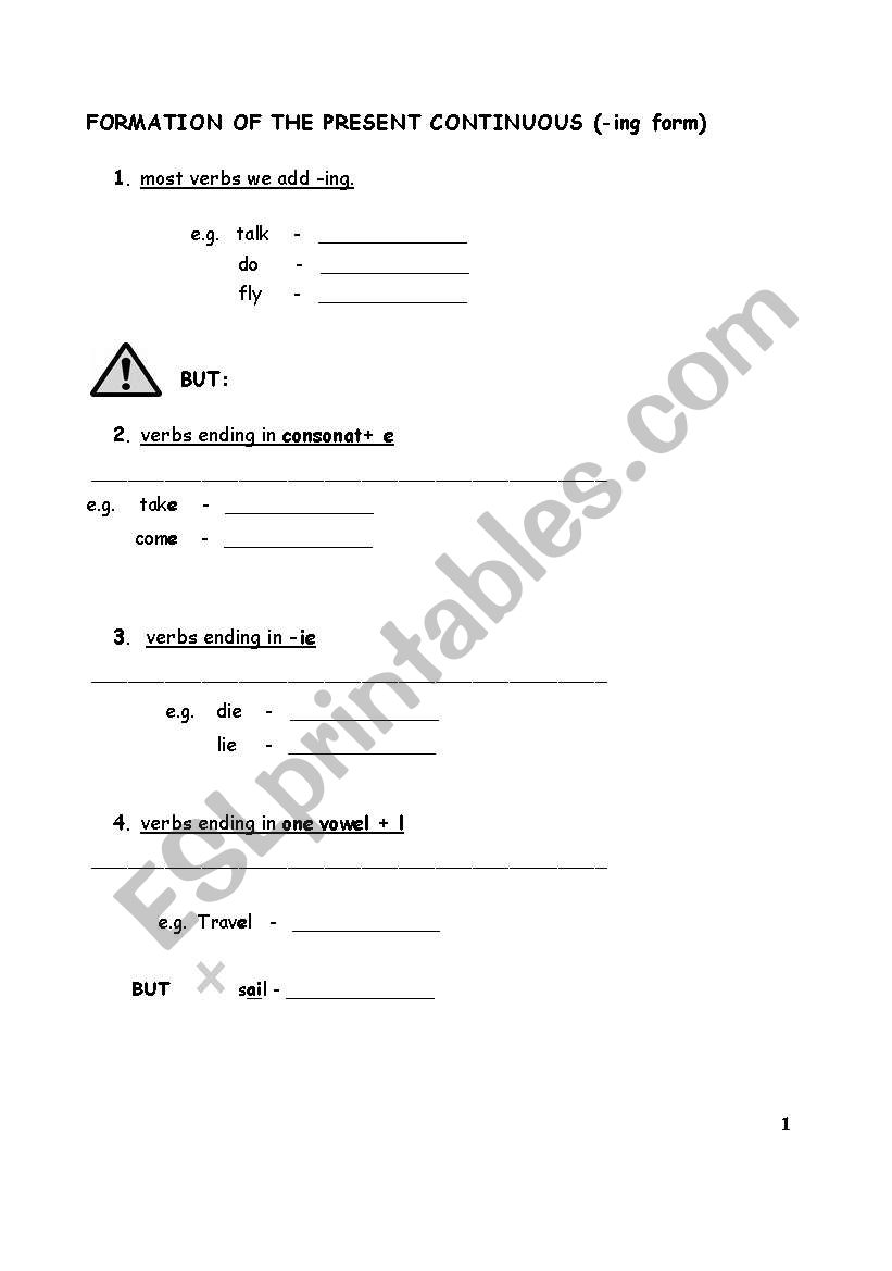 v-ing rules worksheet