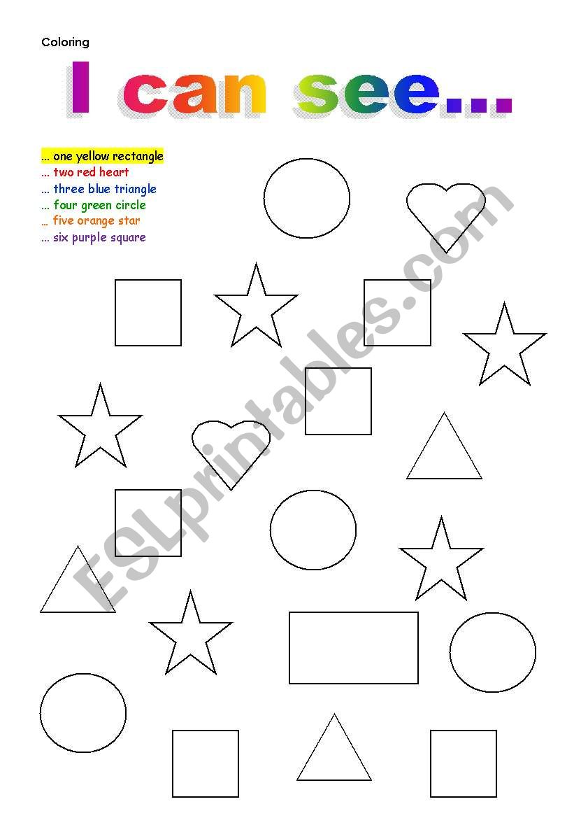Coloring the shapes worksheet