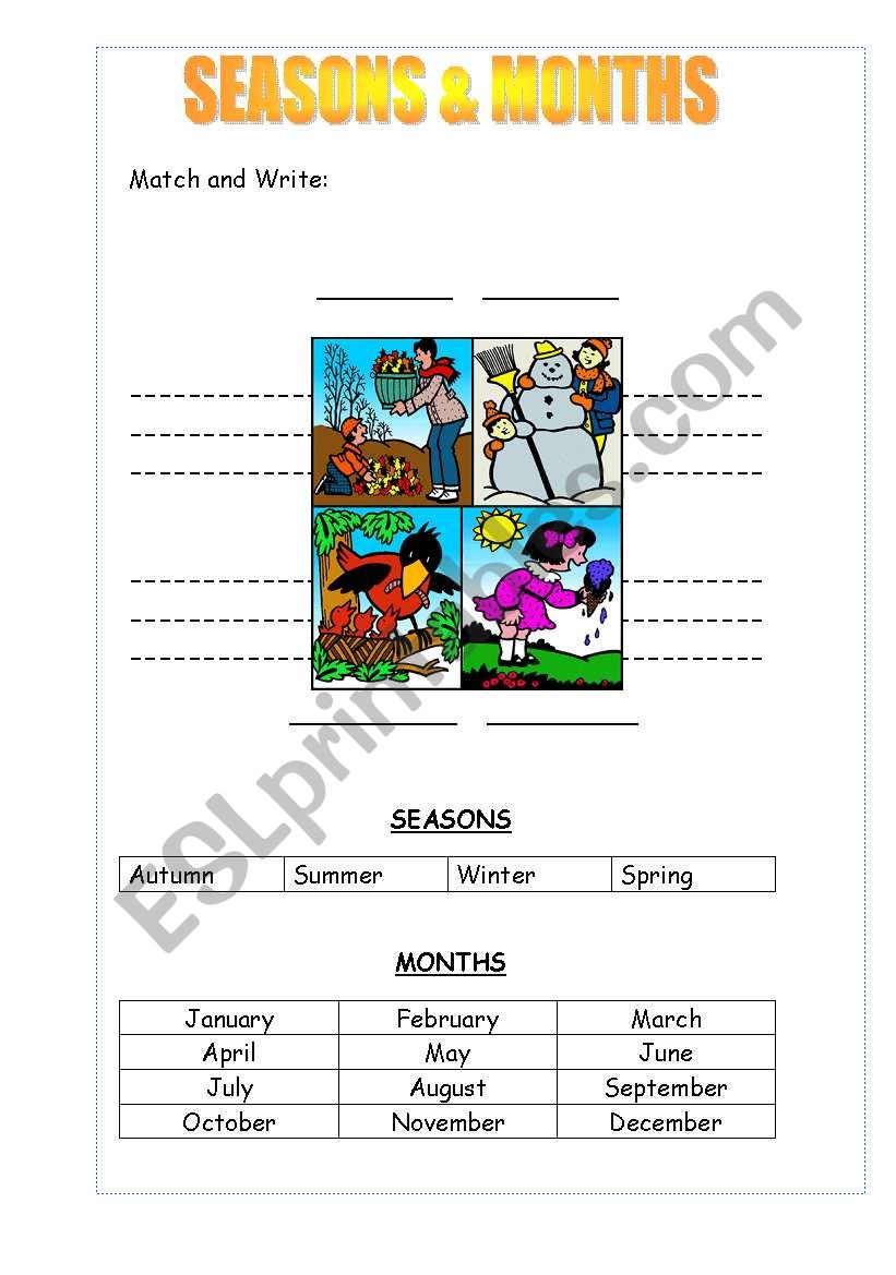 Seasons&months worksheet