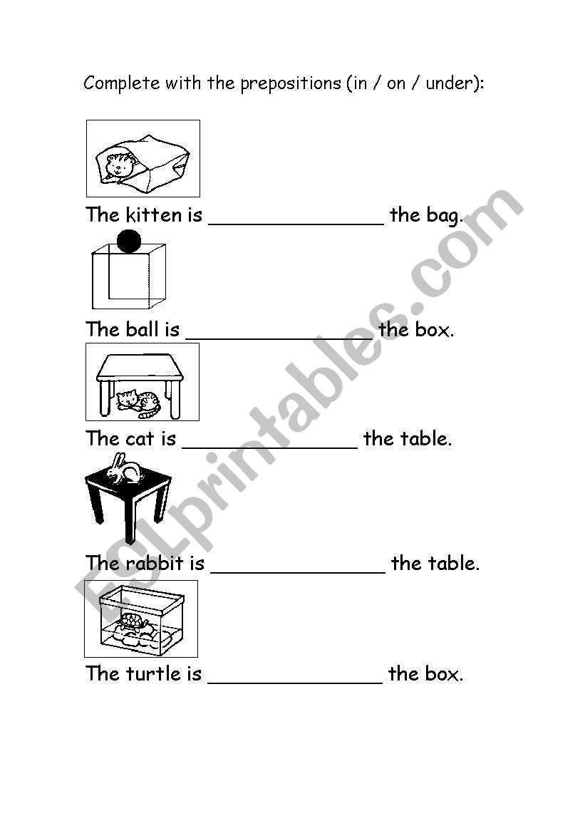 Prepositions worksheet