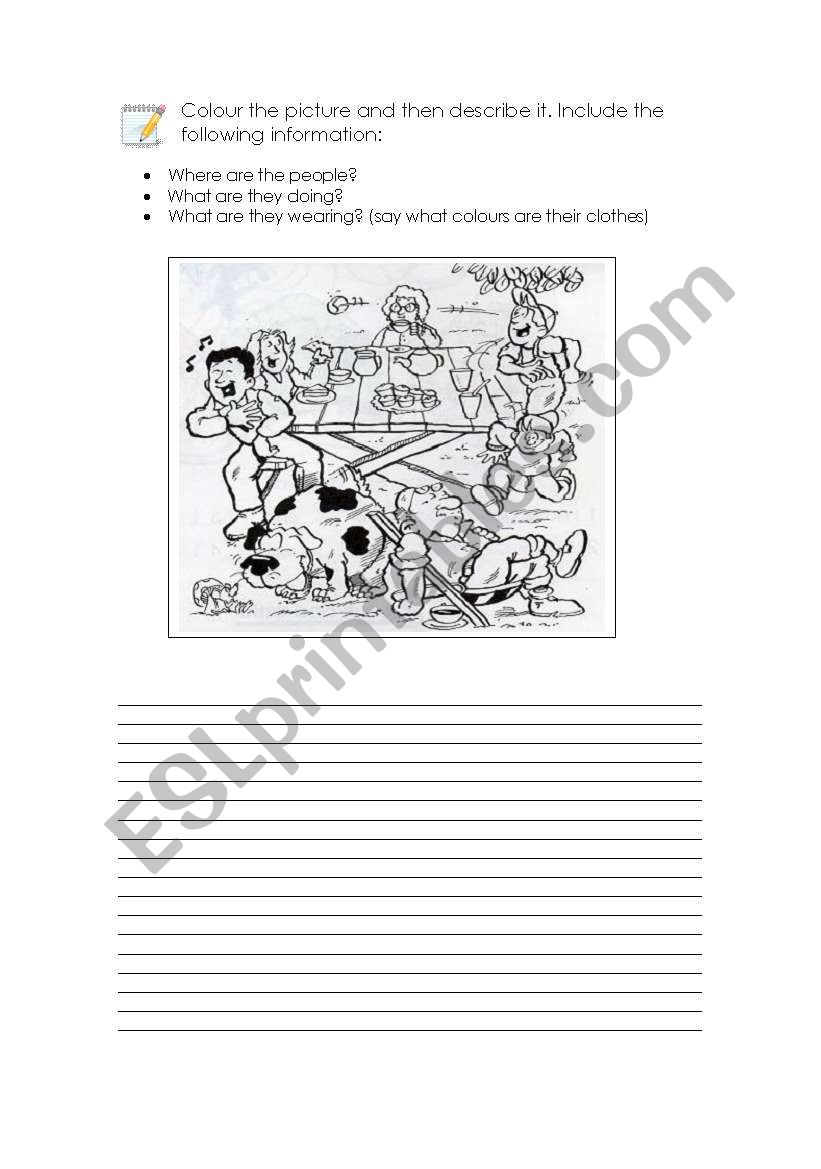 DESCRIBING A PICTURE worksheet