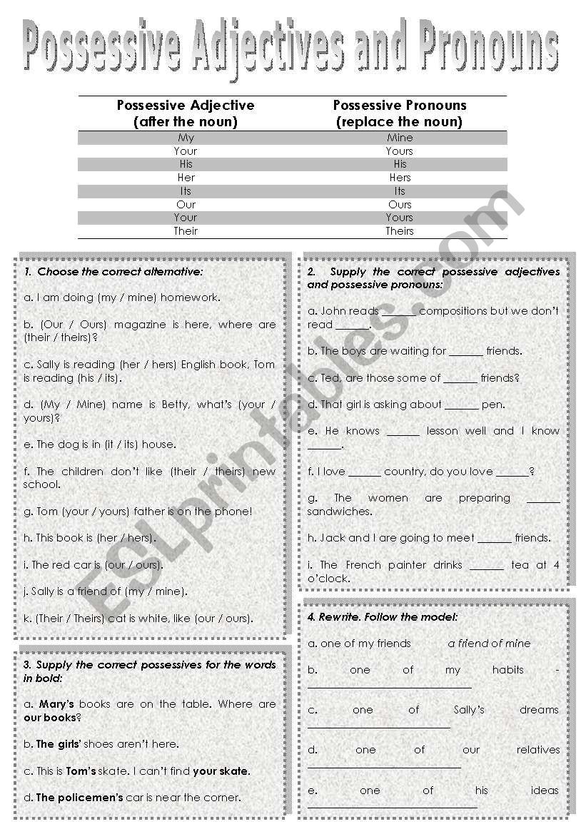 Possessive Adjectives and Pronouns