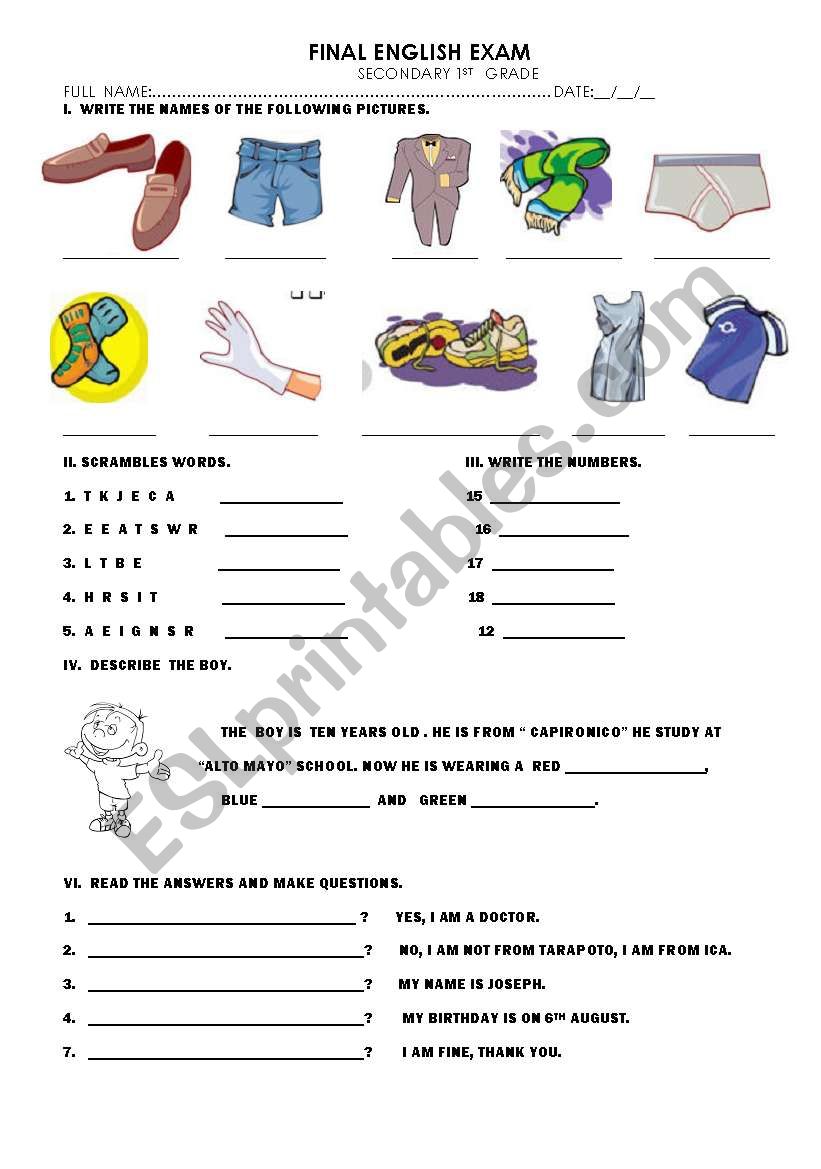 sports worksheet