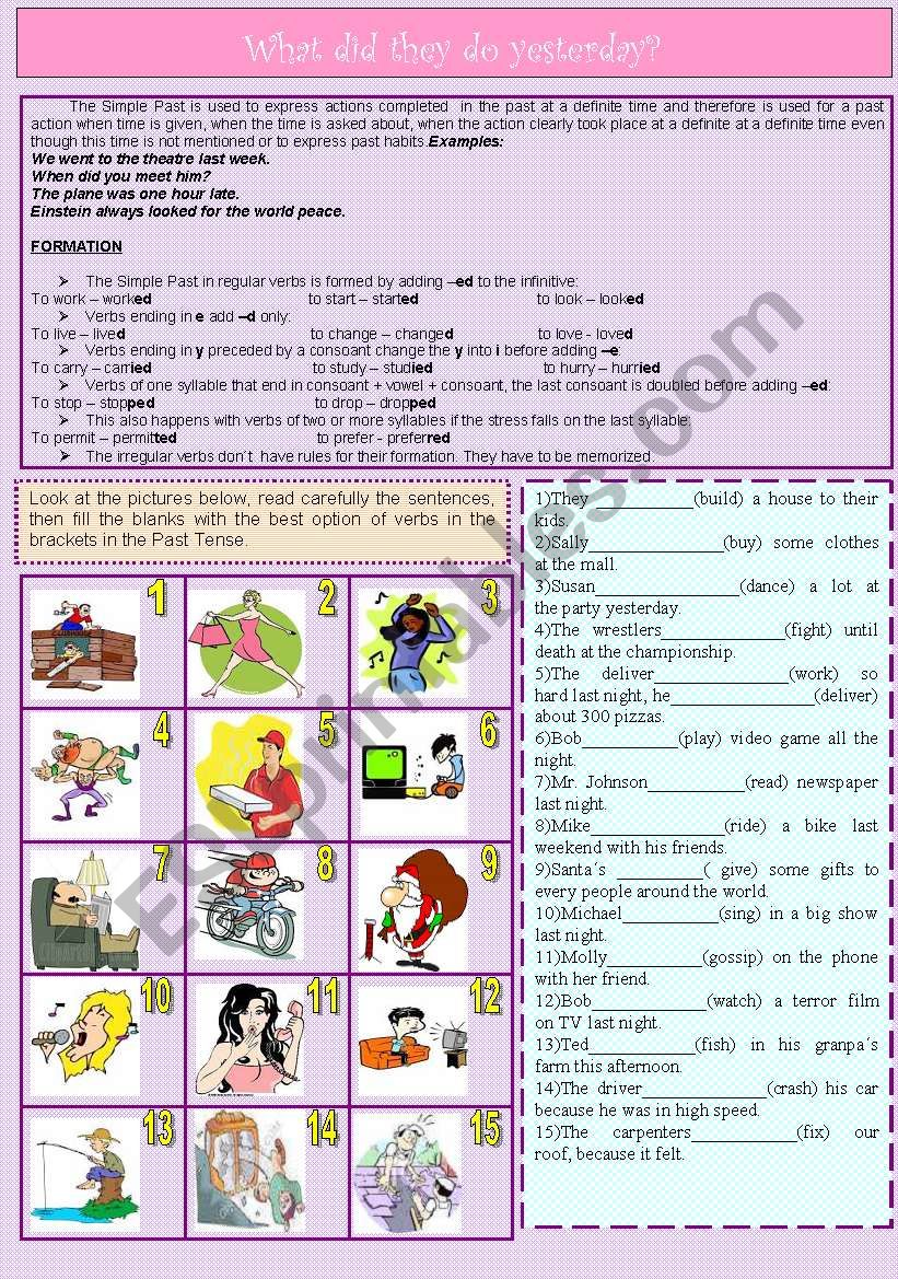 WHAT DID THEY DO YESTERDAY? worksheet