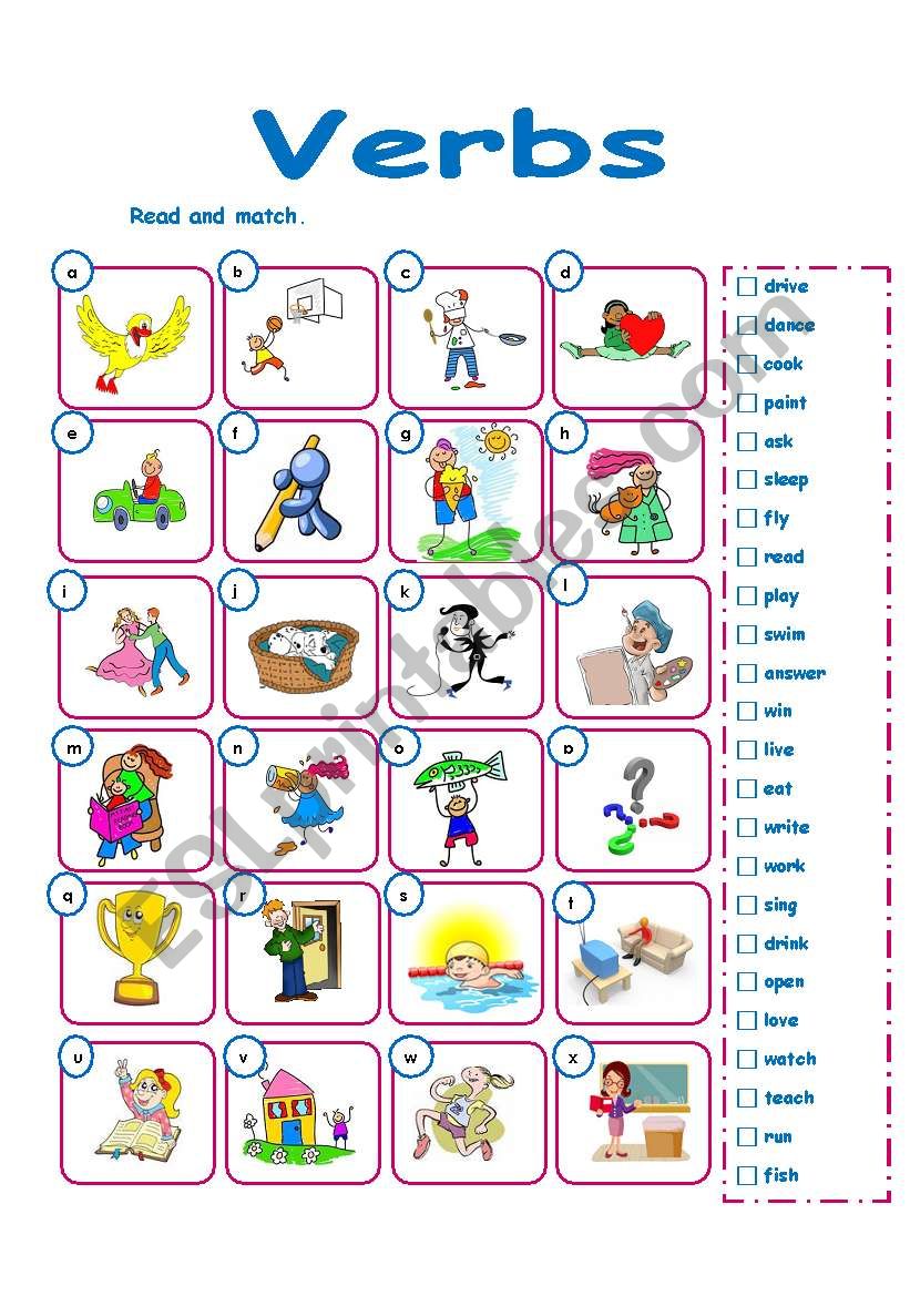 Verbs worksheet