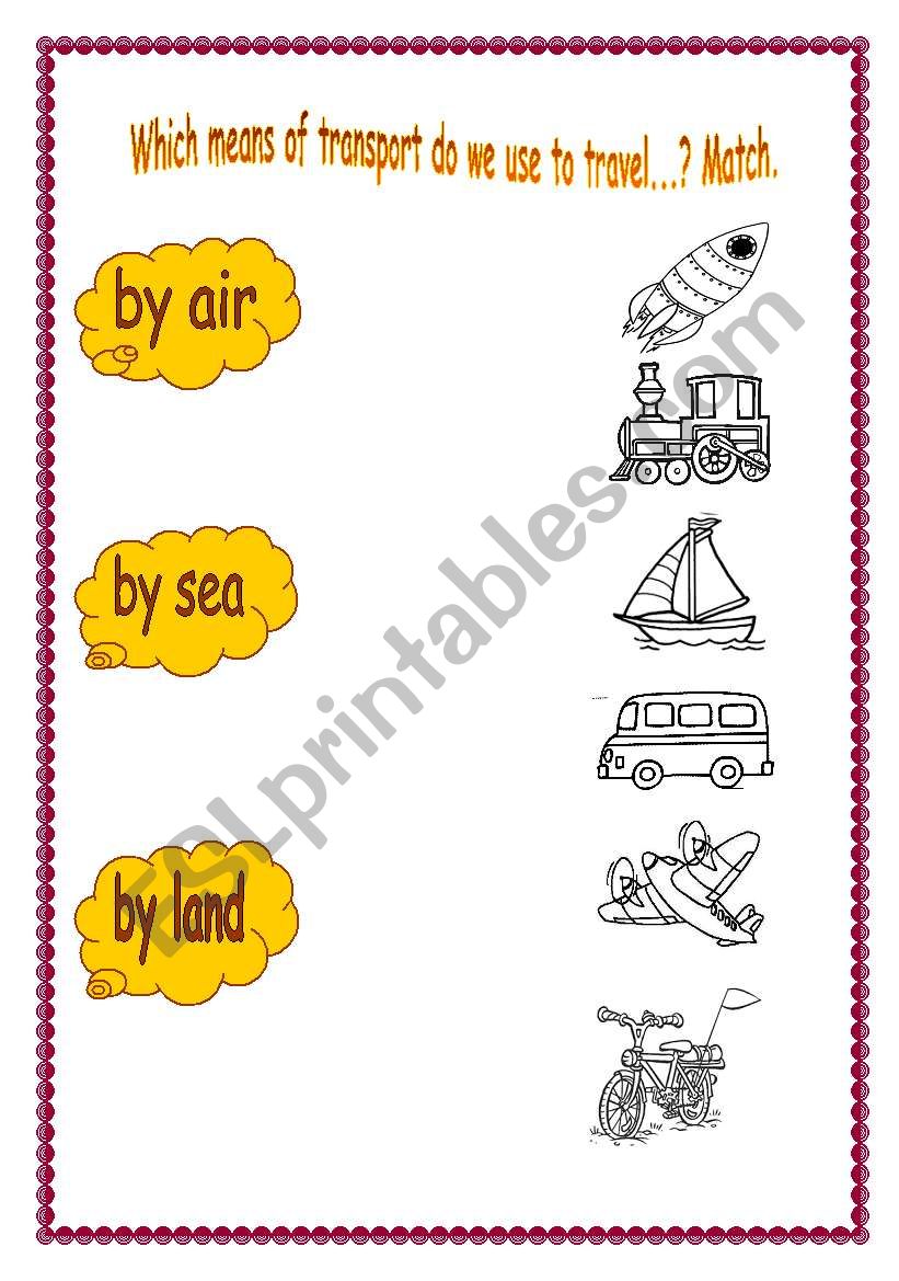 wHICH MEANS OF TRANSPORT DO WE USE TO TRAVEL...?MATCH