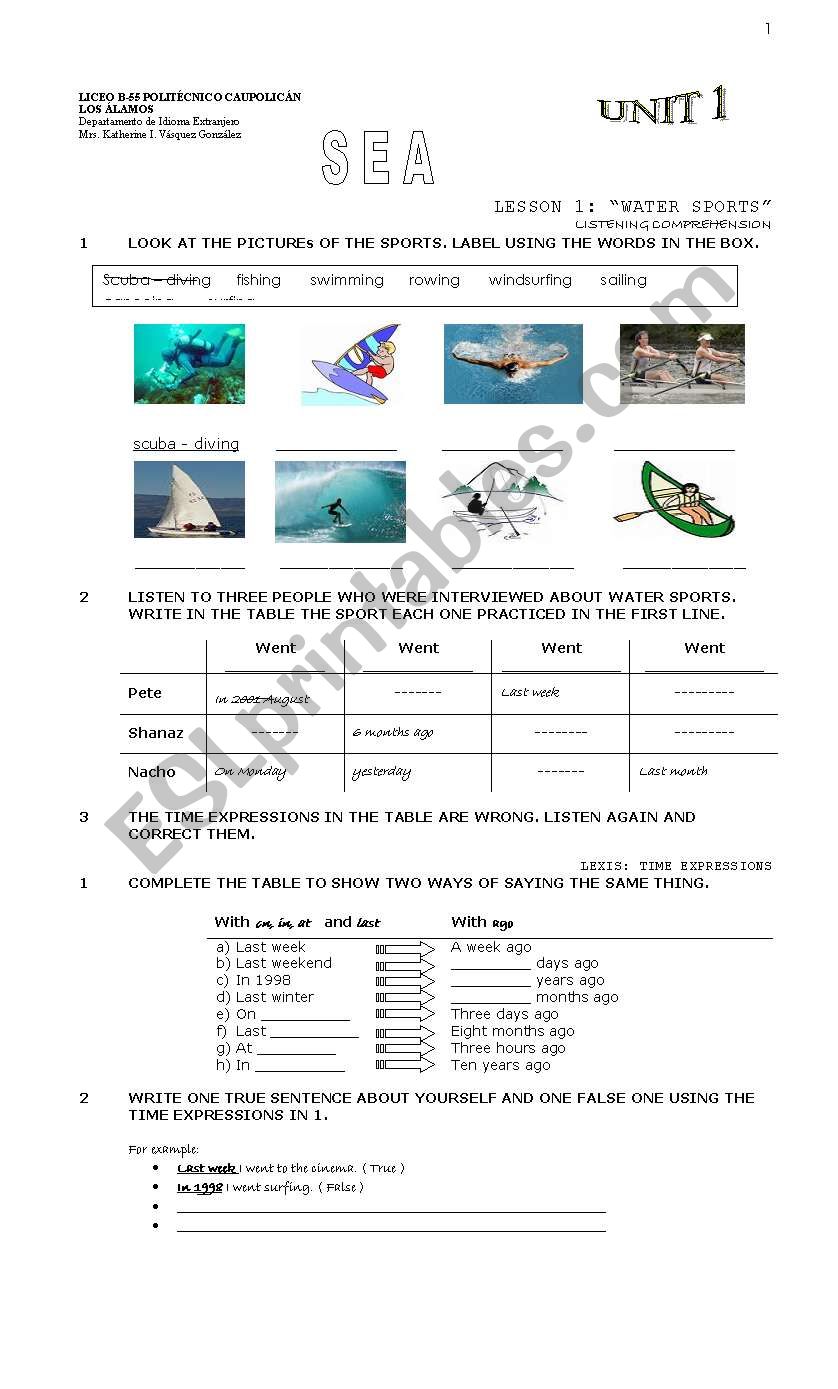 SPORTS worksheet