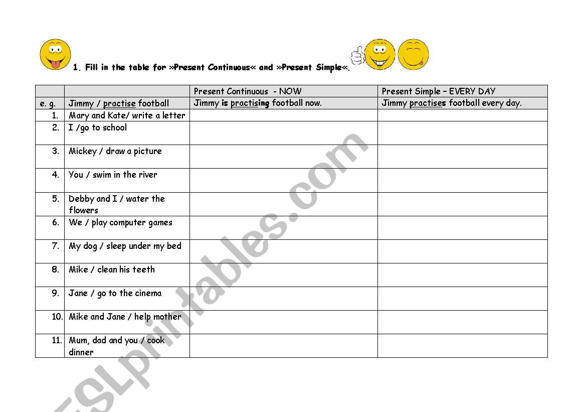 Present Continuous vs Present Simple_2 pages