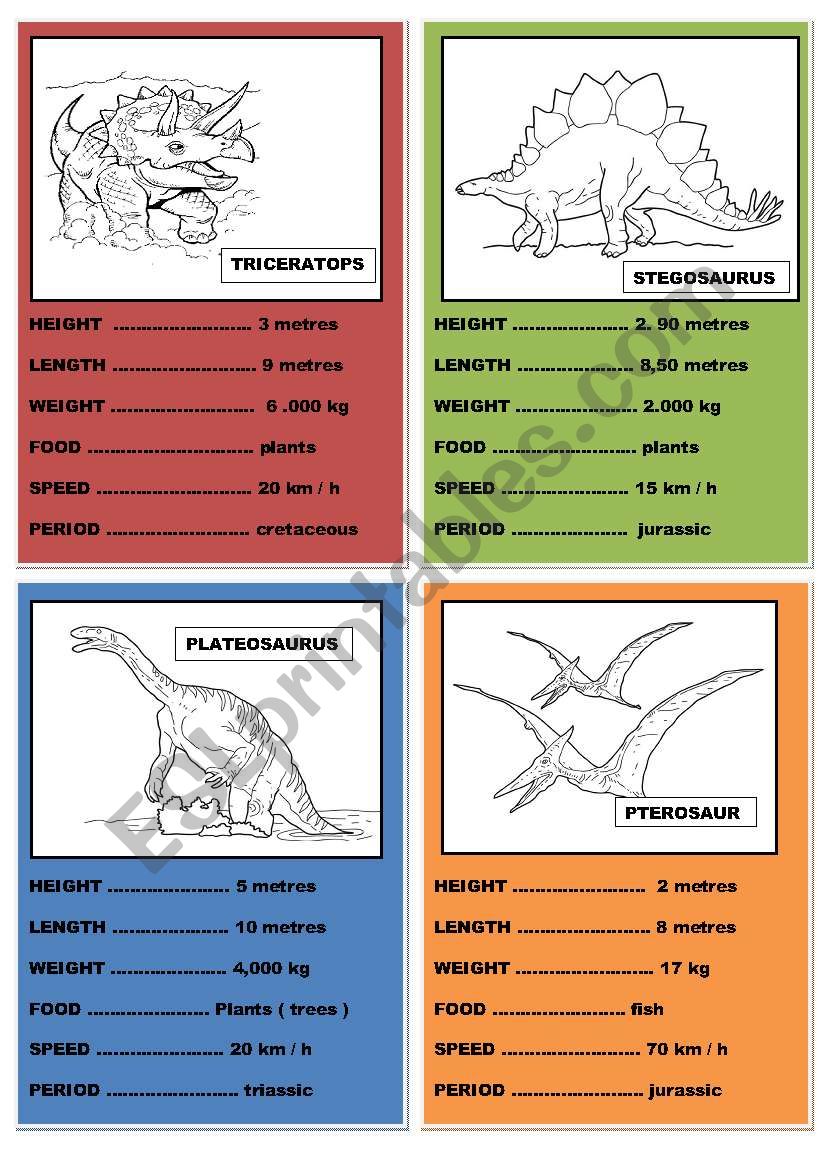 dinosaurs cards ( set 2 ) worksheet